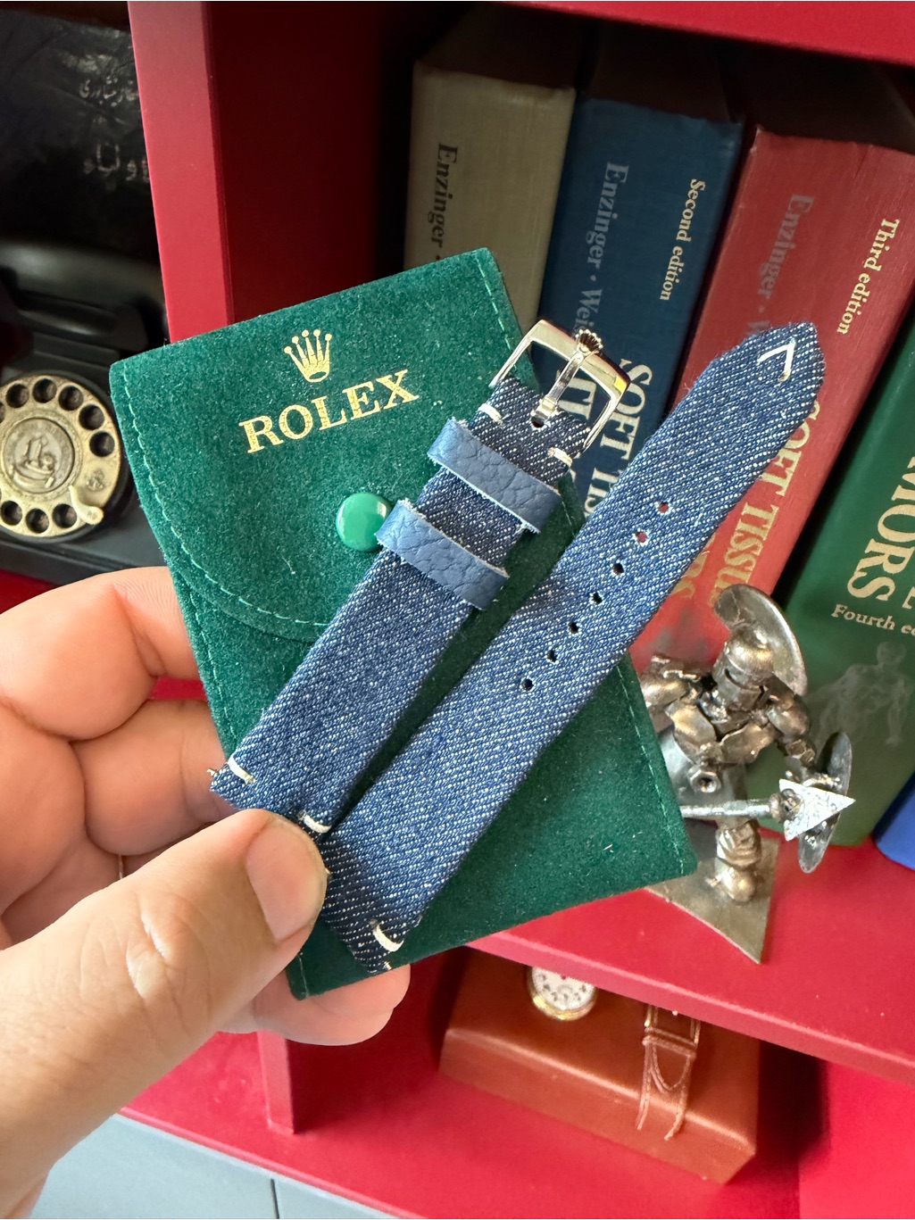 Rolex Denim Strap With Silver Rolex Buckle Strap Only  No Watch